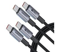 SUNGUY Lot de 2 câbles USB C 240 W PD - Câble de charge rapide USB C vers USB C - 1,5 m - En nylon tressé - Pour iPhone 17/16/15, Galaxy S26/S25 Ultra, MacBook Pro/Air, i-Pad Pro, Steam Deck, etc