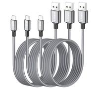 SUNGUY Lot de 3 câbles micro USB tressés de 2m - Câble USB 2.0 micro de charge rapide et de synchronisation de données compatible avec Samsung Galaxy S6 S7 Edge, Tab 4, Note 5, Kindle