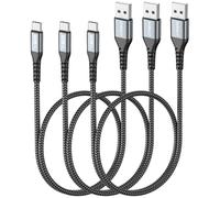 SUNGUY Lot de 3 câbles USB C vers USB C, 0,5 m, pour Samsung Galaxy S20, Note 10 Google Pixel 7 Pro, Huawei P30, iPhone 16/15 Pro Max - Gris