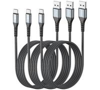 SUNGUY Lot de 3 câbles USB C vers USB C, 1,5 m, 3 A, pour iPhone 16/15 Pro Max Plus, Galaxy S24/S20, Google Pixel 8/8 Pro, Motorola Moto Z Force, LG G7/V30