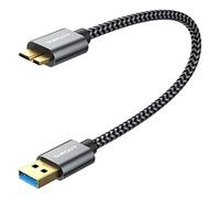 SUNGUY Micro B Câble, Câble USB 3.0 5Gbps Mâle A vers Micro B Cable pour Toshiba Western Digital My Passport Elements Canvio Disque Dur Externe WD Samsung Galaxy S5 (0.3m)