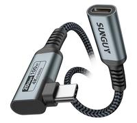 SUNGUY Rallonge USB C 0.5M, 20Gbps 100W USB 3.2 USB C Cable Rallonge 90 degrés, 4K@60Hz Transmission vidéo, Compatible avec 15 Pro Max, M2 MacBook Pro/Air XPS 15 Galaxy S24 S23 Steam Deck Switch-Gris