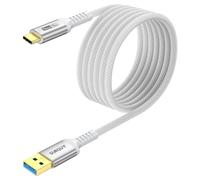 SUNGUY USB C Câble, USB 3.0 USB-A vers USB-C 10 Gbit/s Câble en Nylon Tressé de Type-C Compatible avec iPhone 17/16/15 Pro Max, Galaxy S24 S23 S22, Android Auto - Blanc, 3m, 1Paquet