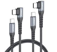 SUNGUY USB C vers USB C Câble Coudé à 90° [2P 1,5 m] Charge rapide 60 W, câble tressé de type C pour données, compatible Android Auto et CarPlay pour i-Phone 17/16/15, MacBook, iPad, Sam-sung