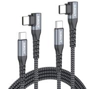SUNGUY USB C vers USB C Câble Coudé à 90° [2P 2 m] Charge rapide 60 W, câble tressé de type C pour données, compatible Android Auto et CarPlay pour i-Phone 17/16/15, MacBook, iPad, Sam-sung