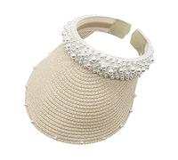 Sunhat Sunshade Hollow Hair Pin Femme Headband Perle Protection Solaire Casquette de Baseball Live Cap, beige, taille unique