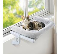 Sunhoo Perchoir de fenêtre pour chat robuste sans perçage, sans ventouse, étagère réglable avec housse lavable, assemblage facile, peut supporter jusqu'à 18 kg, 55,1 x 38,1 cm (gris, S)