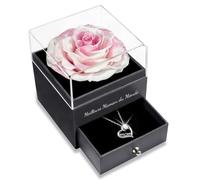 Sunia Cadeau Maman, Rose Eternelle avec Bijoux avec Argent 925 Collier, Meilleure Maman du Monde, Collier Anniversaire Femme, Coffret Rose Eternelle, Varie Fleur Préservée Cadeau Anniversaire Noel