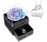 Sunia Cadeau Maman, Rose Eternelle avec Bijoux avec Argent 925 Collier, Meilleure Maman du Monde, Collier Anniversaire Femme, Coffret Rose Eternelle, Varie Fleur Préservée Cadeau Anniversaire Noel