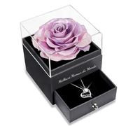 Sunia Cadeau Maman, Rose Eternelle avec Bijoux avec Argent 925 Collier, Meilleure Maman du Monde, Collier Anniversaire Femme, Coffret Rose Eternelle, Varie Fleur Préservée Cadeau Anniversaire Noel