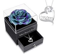 Sunia Cadeau Maman, Rose Eternelle avec Bijoux avec Argent 925 Collier, Meilleure Maman du Monde, Collier Anniversaire Femme, Coffret Rose Eternelle, Varie Fleur Préservée Cadeau Anniversaire Noel