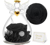 Sunia Rose Eternelle Cadeau Femme, Fleur Eternelle avec Ange Figurine, Cadeau Anniversaire Femme, Cadeau Maman/Mamie, Vraie Rose Eternelle pour Maman, Cadeau Fete des Meres, Cadeau Femme Original