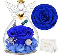 Sunia Rose Eternelle Cadeau Femme, Fleur Eternelle avec Ange Figurine, Cadeau Anniversaire Femme, Cadeau Maman/Mamie, Vraie Rose Eternelle pour Maman, Cadeau Fete des Meres, Cadeau Femme Original