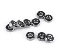 Sunicon 10 pièces roulements à billes, 10 pièces 608-2RS roulement à billes double face en caoutchouc noir scellé rainure profonde