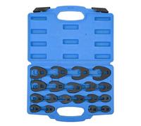 Sunicon 19pcs Crow Foot Wrench Metric Set, 8-32mm/0.3-1.3in Cr-Mo Steel with Toolbox Handtool for Industry