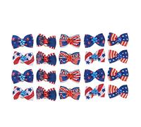 Sunicon 20pcs Cat Dog Bowknot Accesorios Para el Cabello Con gomas de goma, Estrellas de la Bandera y Rayas Bows Patrióticos Bows Independence Day Pet Hair Grooming Accessories