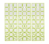 SUNICON 3PCS Règle de courtepointe, 9 pouces grand rectangle Inch Scale Green Guide Lignes Règles de couture claire en acrylique pour le projet de couture