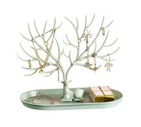 SUNICON ANTLER Tree Bijoux Affichage du support de rangement Tower Tower Rack Organisateur de suspension avec cerf pour anneaux Collier Boucles d'oreilles (Vert)