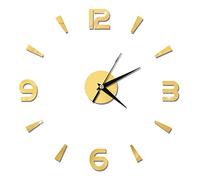 Sunicon Autocollant de décoration d'horloge Murale à Faire soi-même, Miroir Acrylique de 1 mm sans Cadre, Grand Mur de Bricolage Moderne 3D, kit d'horloge Autocollant pour la (Gold)