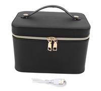 Sunicon Bolsa de Maquillaje Con Espejo LED, Organizador de Cosméticos Neceser de Tocador 3 Luces de Colores Estuche de Maquillaje de PU Recargable a Prueba de Agua Con Espejo