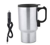 Sunicon Car Electric Mug, 12V 450mL Stainless Steel Travel Mug Electric Car Heating Coffee Milk Cup for Heating Water, Coffee, Milk and Tea with Airtight Lid, Auto Charge