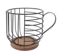 Sunicon Coffee Pod Holder, Large Capacity Mug Shape K cup Storage Round Coffee Pod Holder Coffee Capsule Storage Basket Coffee Basket Decor for Kitchen Countertop (Wordless Black)