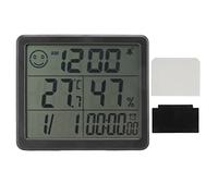 Sunicon Electronic Hygrometer,Digital Thermometer Hygrometer Temperature and Humidity Monitor with Clock for Kitchen Baby Room Office (Black)