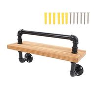 Sunicon Étagère à tuyaux Industrielle à Fixation Murale, étagère Murale en Bois, Tuyau en Fer forgé, étagères flottantes rétro Steampunk, étagères à Livres en Bois véritable (One Line Style)