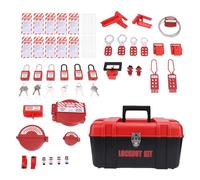 Sunicon Lockout Tagout Kit,Clamp On Circuit Breaker Lockout Group Hasps Tag Safety Padlocks Set Safety Padlocks Set with Tool Box for Industry