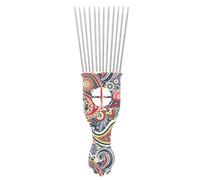 Sunicon Peigne à cheveux professionnel afro en acier inoxydable démêlant pour cheveux bouclés, perruque, tresse démêlante pour femmes et hommes (flor de cintura K2)