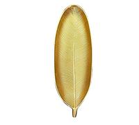 Sunicon Plateau de Feuilles D'or, Céramique Bague Titulaire pour Bijoux, Assiette à Fruits en Forme de Feuille de Style doré Aspect brossé, pour Collations Noix Graines Fruits Secs(L)