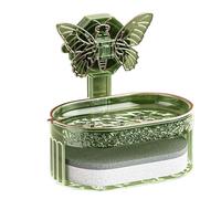 Sunicon Porte-Savon Double Couche Élégant Élégant Aspiration sous Vide Porte-Savon Drainage de l'eau Plateau à Savon avec Éponge pour Salle de Bain Cuisine (Green)