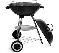 SunJas Barbecue à Charbon Rond, BBQ Mobile Barbecue Grill Portable de Jardin, avec Couvercle et 2 Roues