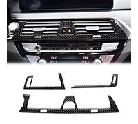 SUNJIKA Lot de 3 autocollants d'intérieur compatibles avec cadre de ventilation centrale en fibre de carbone pour BMW Série 5 G30 G38 525i 530i 540i 2018 2019 2020 2021 Noir