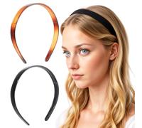 Sunjiyan 2 bandeaux en plastique, bandeau en écaille avec dents, accessoires de cheveux pour femmes, marron et noir