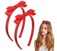 Sunjiyan Lot de 2 bandeaux à nœud rouge pour femmes et filles - Accessoires pour cheveux pour anniversaire, Noël, Halloween, fête costumée, décoration quotidienne