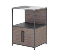 Sunjoy Îlot de Cuisine Modulaire - Plan de Travail en Acier Inoxydable avec Étagère et Armoire