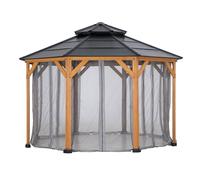 SUNJOY Moustiquaire Grise en Polyester, Paravent 8 Panneaux pour Tonnelle Octogonale Hardtop 395x395 cm