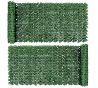 SUNJULY Lot de 2 clôtures de lierre artificiel, 1 m x 3 m, haies artificielles extensibles, clôture et faux lierre, panneau mural décoratif en feuilles de vigne, résistant aux UV