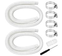SUNJULY Lot de 2 tuyaux de piscine 32 mm, 1,5 m, pour pompe de piscine, avec 4 clips de sécurité et 1 raccord de tuyau, tuyau de piscine pour pompe à filtre et piscine (blanc)