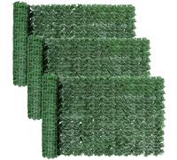 SUNJULY Lot de 3 clôtures de lierre artificiel, 1 m x 3 m, haies artificielles extensibles, clôture et faux lierre, panneau mural de décoration de feuilles de vigne, résistant aux UV