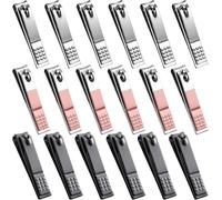 Sunkangkang 18 PCS Stainless Steel Nail Clipper Cutter Fingernails Toenail Clipper Cutter Set Black Sliver Rose Gold Men Women Travel Party Favor