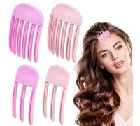 Sunkangkang 4Pcs Wind Shaping Styling Comb for Fluffy Bangs for Volume and Heatless Curls, Hair Volumizer Styling Tools Hair Lifting Essential for Women's Natural Voluminous Looks (Pink)