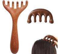 Sunkangkang Lot de 2 peignes de massage en bois marron pour le cuir chevelu, le corps Guas Sha pour la tête, le cou et le dos