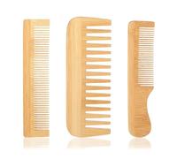 Sunkangkang Lot de 3 peignes à cheveux en bambou pour homme et femme, peigne en bambou naturel antistatique