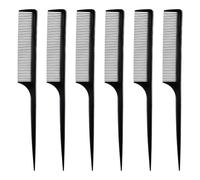 Sunkangkang Lot de 6 peignes anti-statiques en fibre de carbone pour taquiner les racines, peignes à queue de rat noir