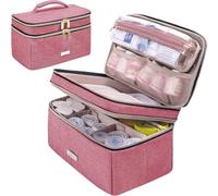 Sunkangkang Medicine Storage Bag Pill Bottle Organizer with Portable Small Pouch Travel Medication Bottle Organizer for Emergency Home First Aid Box Kit (Red)