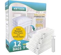 Sunkangkang Vacuum Seal Bags for Clothing Pack Ultra-Thick Plastic Vacuum Storage Bags - Assorted Sizes for Blanket Storage, Travel, Moisture Protection, Winter Clothes - Airtight Double-Sealed Zipper