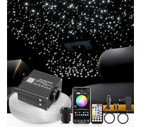 SUNKENET 16W RGBW Ciel Étoilé, 570pcs (0.75+1.0+1.5mm)*3m LED Bluetooth/Télécommande, Fibre Optique Lumineuse + Adaptateur + Prise pour Voiture/Maison/Théâtre