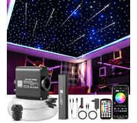 SUNKENET 16W RGBW Fibre Optique Lumineuse, 400pcs (0.75+1.0+1.5mm)*3m LED Bluetooth/Télécommande, Ciel Étoile + Kit Éclairage Étoile Filante Voiture